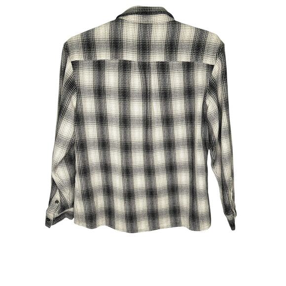 FRAME Black Gray Baja Plaid Button Up 100% Cotton Mens Shirt Large - Picture 3 of 7